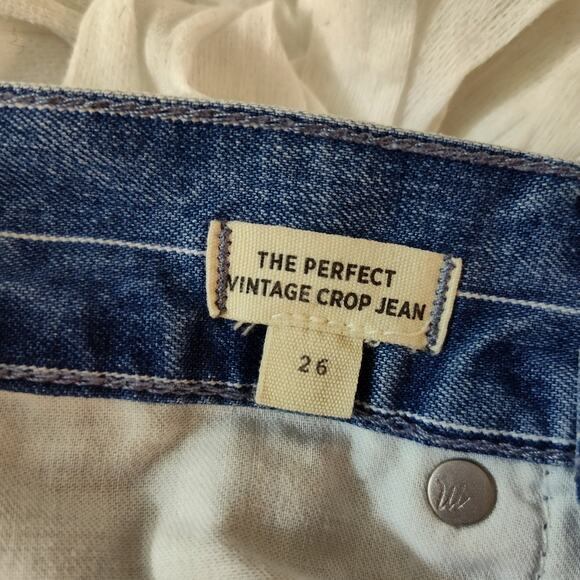 MADEWELL THE PERFECT VINTAGE CROP JEAN WOMEN 26 RETRO STRIPED BLUE WHITE DENIM - Picture 9 of 15
